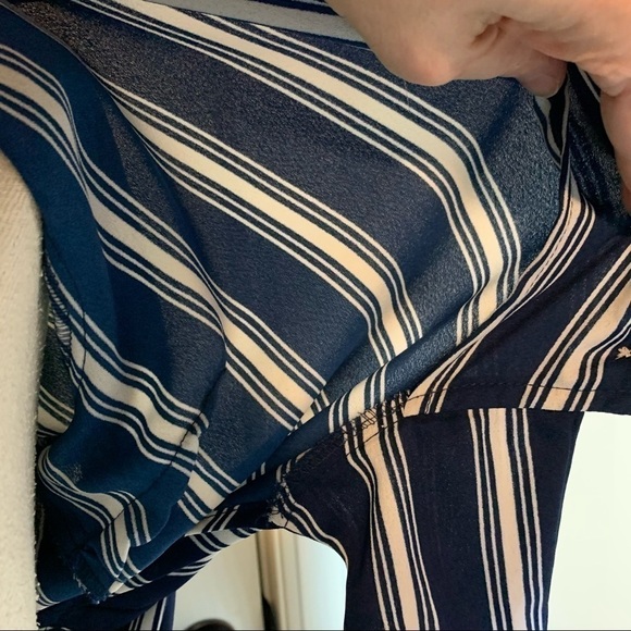 Moon Orchid button down tied front striped blouse - Picture 5 of 13